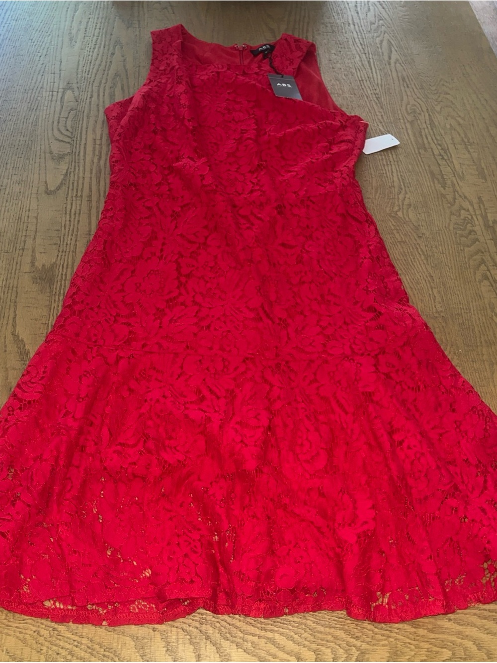 AB Studio NEW Red Fit & Flare Dress Sleeveless Floral Womens Sz 14